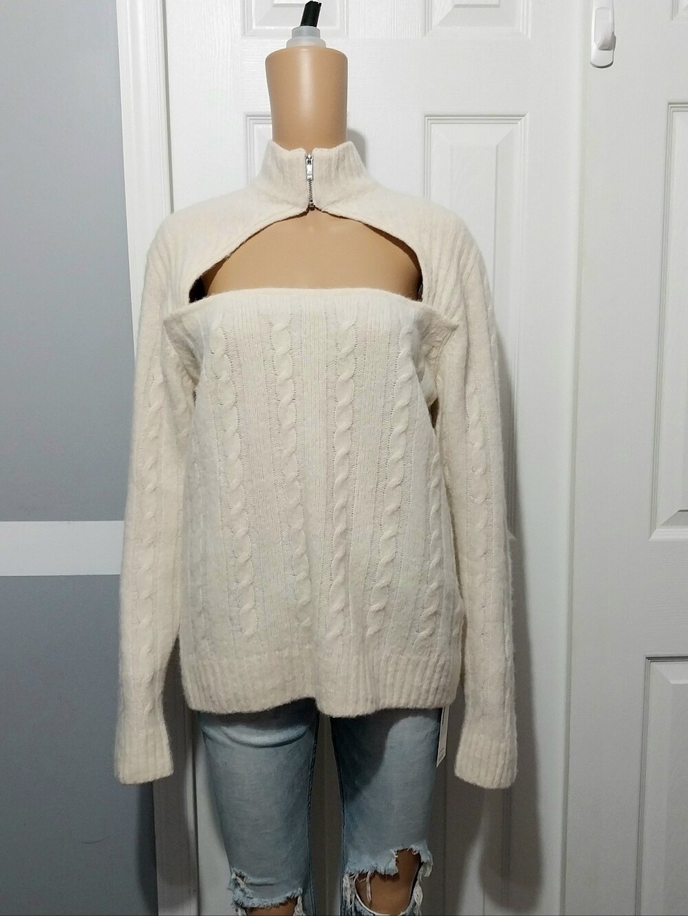 Ganni Cable Knit Alpaca Blend Sweater, NWT, Size XL